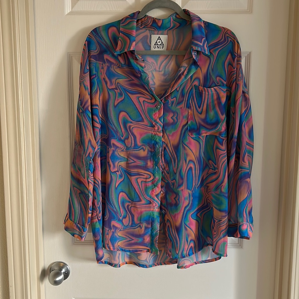 Unif Rainbow Swirl Button Down